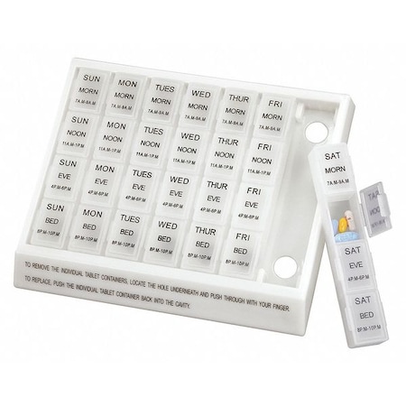Healthsmart Pill Organizer, 10 3/8 in L x 8 1/2 in W x 1 1/8 in H 640-8223-0000