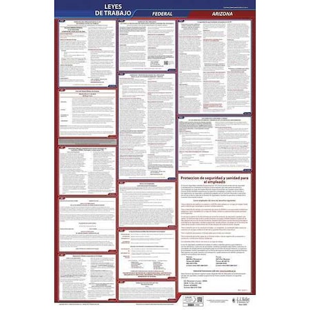 Jj Keller Labor Law Poster, Fed/STA, AZ, SP, 26inH, 1yr 400-AZ-1