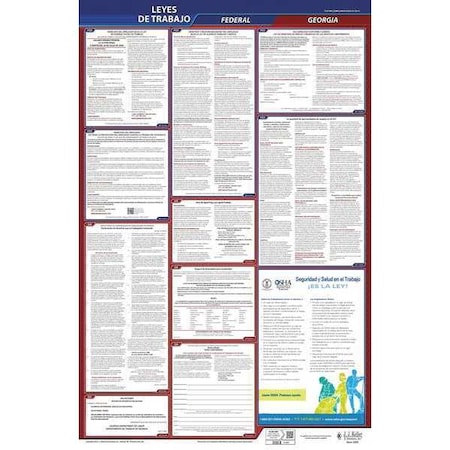 Jj Keller Labor Law Poster, Fed/STA, GA, SP, 26inH, 3yr 400-GA-3