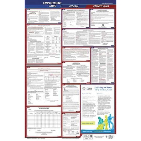 Jj Keller LaborLaw Poster, Fed/STA, PA, ENG, 40Wx26inH 300-PA