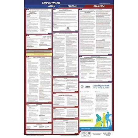 Jj Keller LaborLaw Poster, Fed/STA, DE, ENG, 26inH, 3yr 300-DE-3