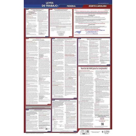 Jj Keller Labor Law Poster, Fed/STA, NC, SP, 26inH, 1yr 400-NC-1