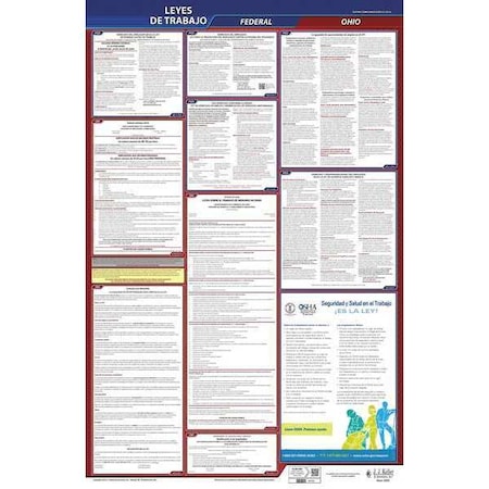 Jj Keller Labor Law Poster, Fed/STA, OH, SP, 26inH, 1yr 400-OH-1