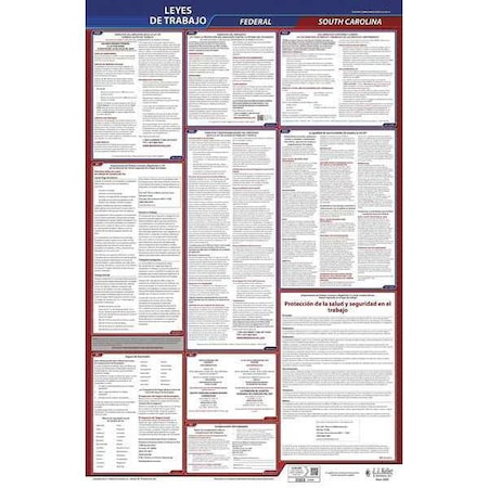 Jj Keller Labor Law Poster, Fed/STA, SC, SP, 26inH, 3yr 400-SC-3