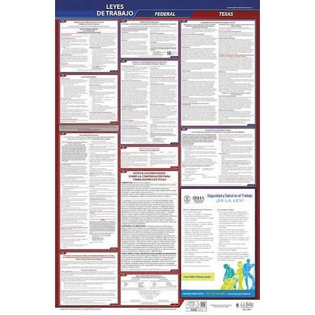 Jj Keller Labor Law Poster, STA, TX, SP, 40Wx26inH, 1yr 400-TXWC-1