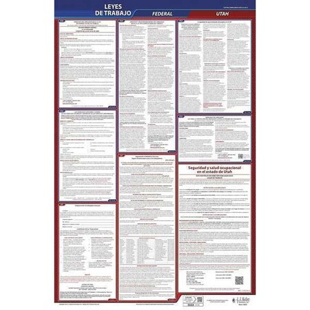 Jj Keller Labor Law Poster, Fed/STA, UT, SP, 26inH, 1yr 400-UT-1