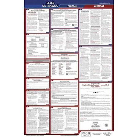 Jj Keller Labor Law Poster, Fed/STA, VT, SP, 26inH, 3yr 400-VT-3