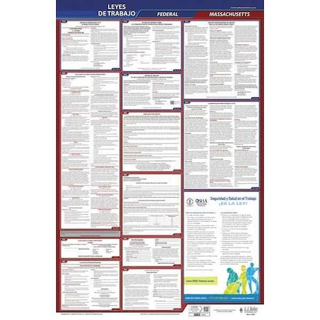 Jj Keller Labor Law Poster, Fed/STA, MA, SP, 26inH, 3yr 400-MA-3