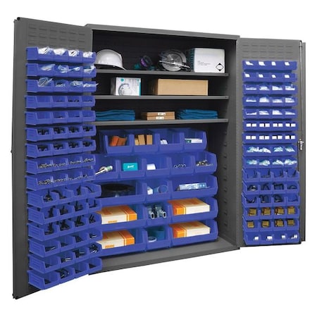 Durham Mfg Extra-Heavy Duty Bin Cabinet, 48 in W, 72 in H, 24" D, 138 Bins 3502-138-3S-5295