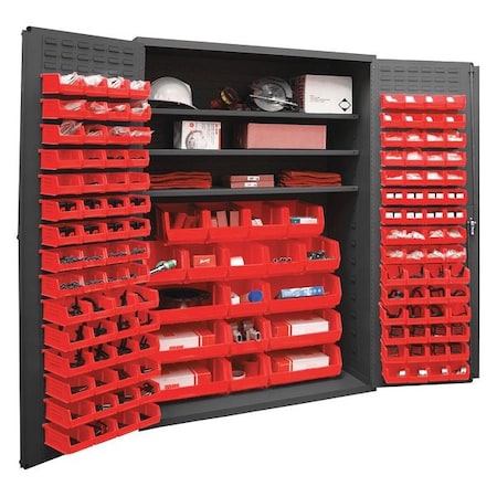Durham Mfg Heavy Duty Bin Cabinet, 48 in W, 72 in H, 24" D, 138 Bins 2502-138-3S-1795
