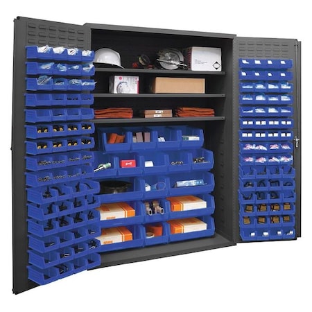 Durham Mfg Heavy Duty Bin Cabinet, 48 in W, 72 in H, 24" D, 138 Bins 2502-138-3S-5295