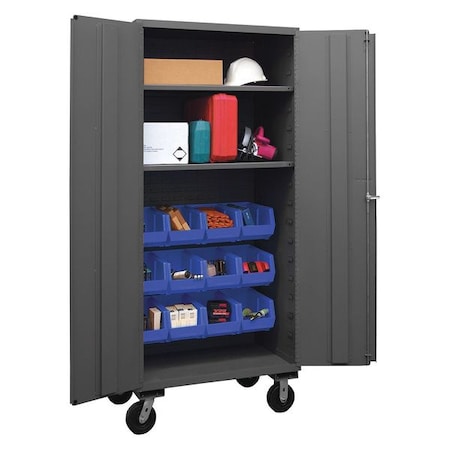 DURHAM MFG Extra-Heavy Duty Bin Cabinet, 36 in W, 80 in H, 24" D, 12 Bins 3501M-BLP-12-2S-5295