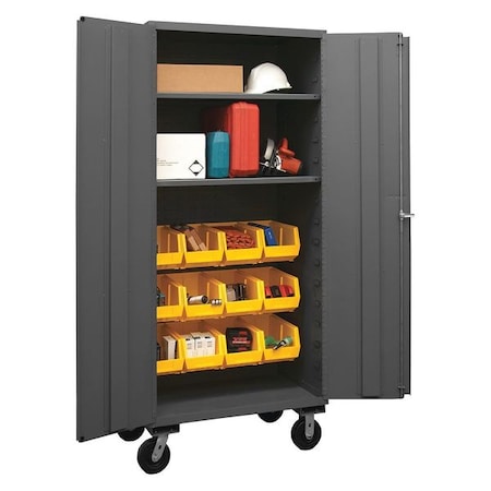 Durham Mfg Extra-Heavy Duty Bin Cabinet, 36 in W, 80 in H, 24" D, 12 Bins 3501M-BLP-12-2S-95