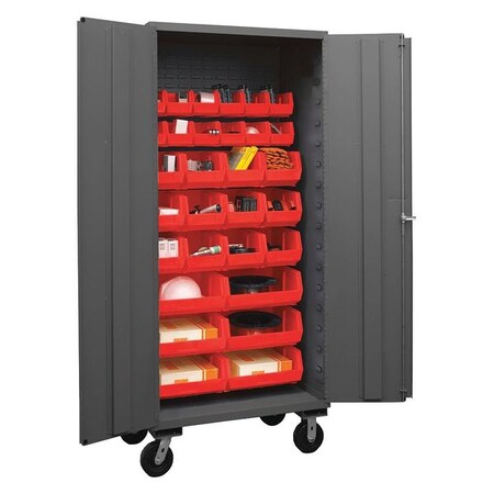 Durham Mfg Extra-Heavy Duty Bin Cabinet, 36 in W, 80 in H, 24" D, 30 Bins 3501M-BLP-30-1795