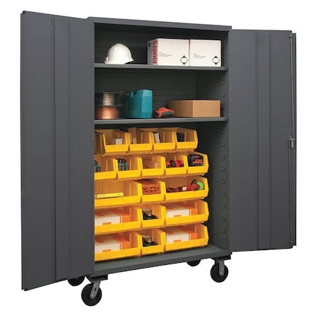 Durham Mfg Extra-Heavy Duty Bin Cabinet, 48 in W, 80 in H, 24" D, 18 Bins 3502M-BLP-18-2S-95