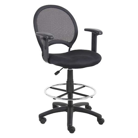 Zoro Select Mesh Drafting Chair, 25-1/2" to 29", Adjustable Arms, Black 36FJ98