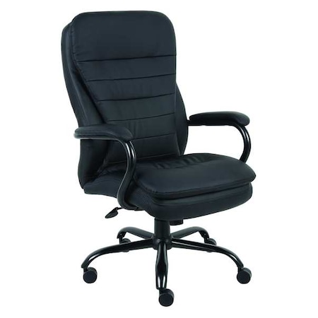 ZORO SELECT Desk Chair, Vinyl, 19-1/4" to 22-1/4" Height, Fixed Arms, Black 36FK02