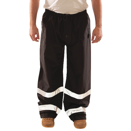 Tingley High Visibility Rain Pants, Polyurethane, 30 in Inseam, Drawstring Closure, Black, Size L P24123-L