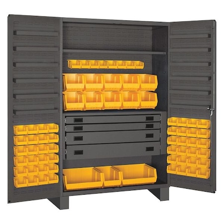 Durham Mfg Extra-Heavy Duty Bin Cabinet, 48 in W, 78 in H, 24" D, 69 Bins JCBDLP694RDR-95