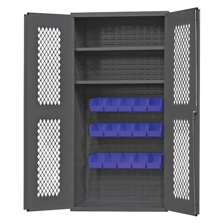 Durham Mfg Extra-Heavy Duty Bin Cabinet, 36 in W, 72 in H, 18" D, 15 Bins EMDC36182S15B5295
