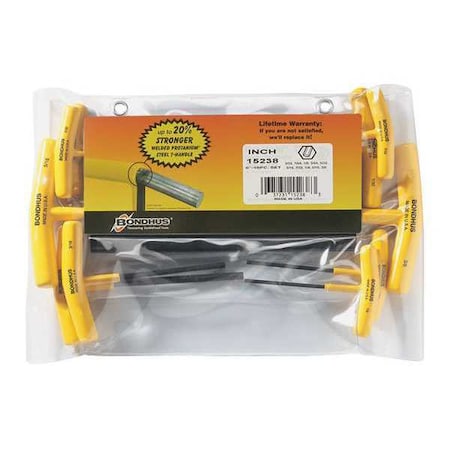 Bondhus 10 Piece SAE T-Shape Hex Key Set, 15238 15238