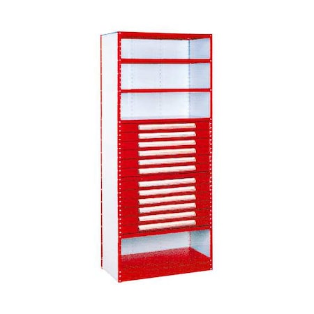 Equipto Metal Shelving Unit, 18"D x 36"W x 84"H, 4 Shelves, Steel 4203DN-RD