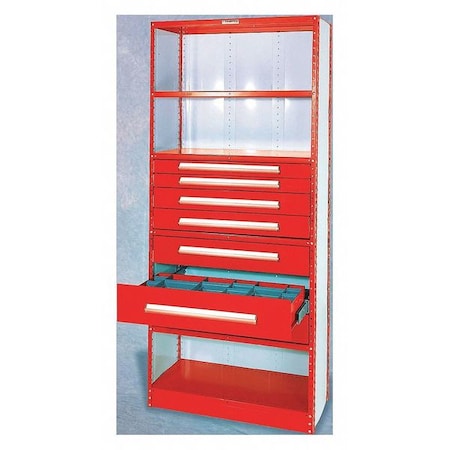 Equipto Metal Shelving Unit, 18"D x 36"W x 84"H, 3 Shelves, Steel 4208DN-RB
