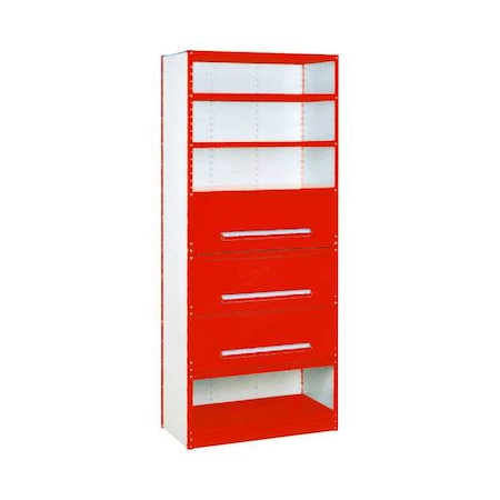 Equipto Metal Shelving Unit, 18"D x 36"W x 84"H, 4 Shelves, Steel 4207DN-RD