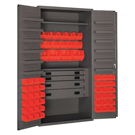 Durham Mfg Extra-Heavy Duty Bin Cabinet, 36 in W, 72 in H, 24" D, 52 Bins 3501524RDR-1795