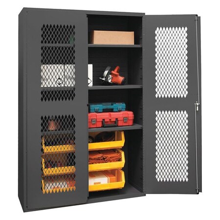 Durham Mfg Extra-Heavy Duty Bin Cabinet, 48 in W, 72 in H, 24" D, 6 Bins EMDC-482472-6B-3S-95