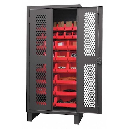Durham Mfg Super Duty Bin Cabinet, 36 in W, 78 in H, 24" D, 30 Bins HDCV36-30B-1795