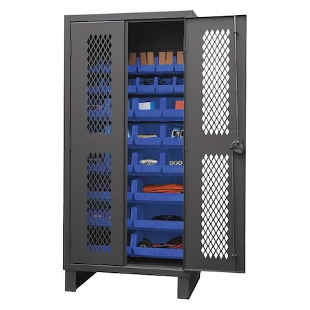Durham Mfg Super Duty Bin Cabinet, 36 in W, 78 in H, 24" D, 30 Bins HDCV36-30B-5295