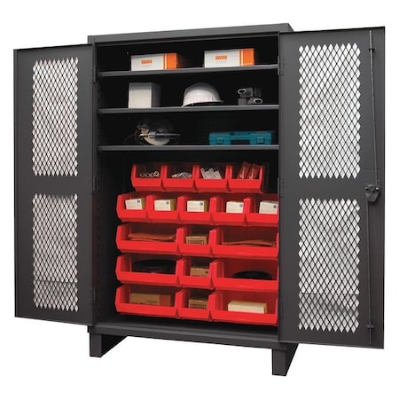 Durham Mfg Super Duty Bin Cabinet, 48 in W, 78 in H, 24" D, 18 Bins HDCV48-18B-3S1795