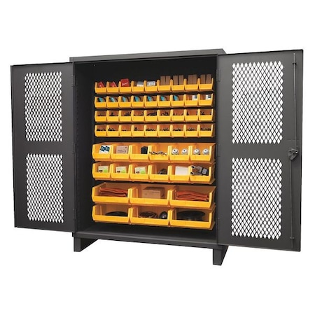 Durham Mfg Super Duty Bin Cabinet, 60 in W, 78 in H, 24" D, 54 Bins HDCV60-54B-95