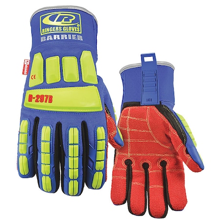 Ringers Gloves Impact Gloves, 2XL, Hi-Vis Green/Blue, PR 297B-12