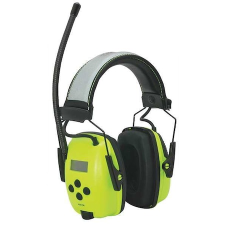 Howard Leight Sync Radio Over-the-Head Electronic Ear Muffs, 25 dB NRR, Rigid, Green 1030390
