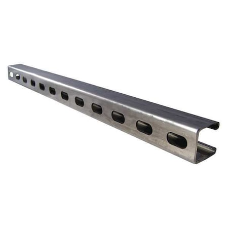 Calbrite Single Channel Strut, Slotted, 316 Stainless Steel, Polished, 9/16 in x 1-1/8 in Hole Size, Silver S65810ST78