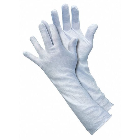Mcr Safety Reversible Inspection Gloves, Cotton, 14 in Length, Light, White, Size L , 12 PK 8614C