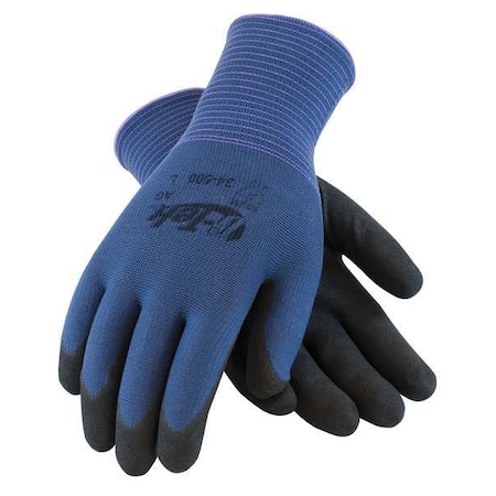 Pip Coated Gloves, Nitrile, Foam, Palm, 2 Abrasion Level, Blue, S 12 PK 34-500/S
