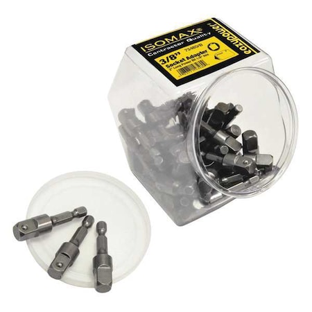 Eazypower Socket Adapter, 1/4 Hex, 3/8 Sq, 2", PK50 00480