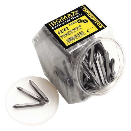 Zoro Select Insert Bit, 1/4", Phillips, No 2, 2", PK200 00530