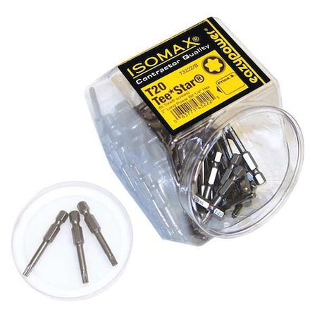 Zoro Select Insert Bit, 1/4", Torx, T20, 2", PK100 00222