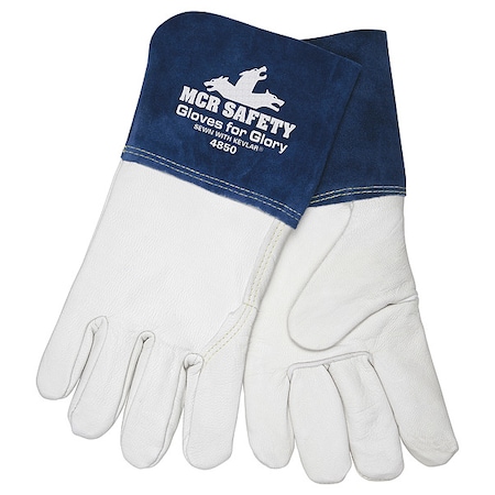 Mcr Safety Gloves For Glory Welding Gloves, Gauntlet Cuff, Wing Thumb, Premium Goatskin, M, 1 PR 4850M