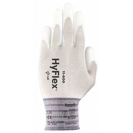 ANSELL Polyurethane Coated Gloves, Palm Coverage, White, 7, PR 11-600