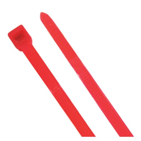 Power First Cable Tie, 4 in L, 7/8 in Max Bundle Dia., Red, Nylon 6/6, 18 lb Strength, 100 PK 36J206
