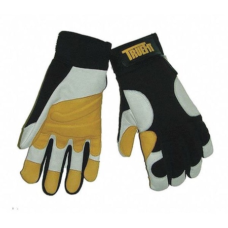 Tillman TrueFit Mechanics Gloves, Goatskin/Spandex, Clute Cut, Hook and Loop Closure, Pearl/Gold, L, PR 1490L