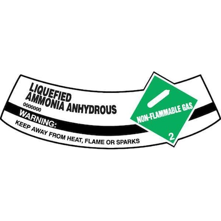 Accuform Cylinder Label, Vinyl, 5-1/4 x2 In, Ammonia MCSLAMG