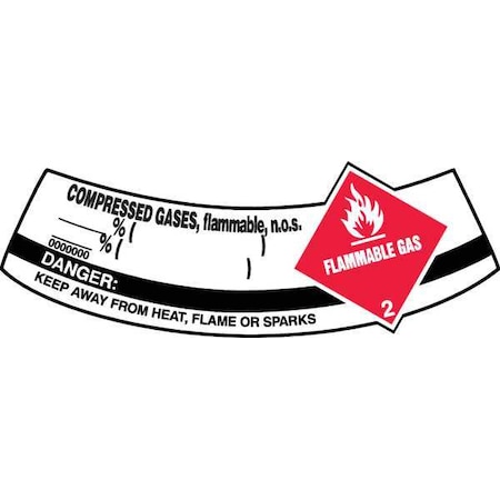 Accuform Cylinder Label, 5-1/4 x 2 Compressed Gas MCSLCOR