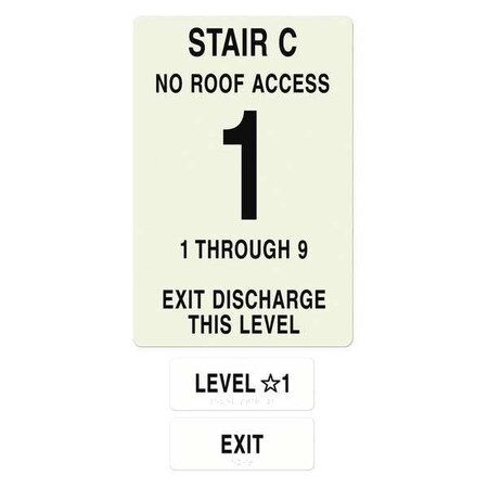 Intersign NFPASgn, StairIdC, FlrLvl1, FlrsSrvd1 to 9 NFPA-PVC1812-X(C1N9)