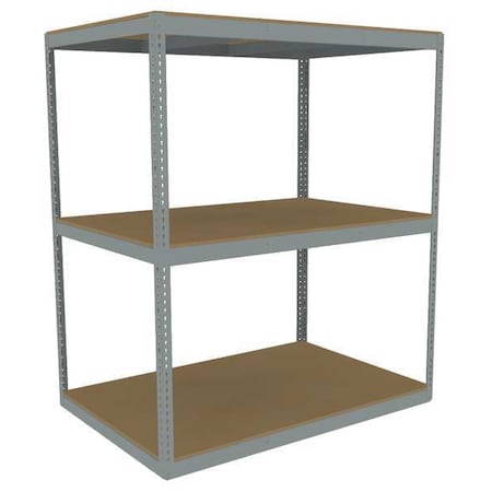 Tennsco Boltless Shelving Unit, 48-5/8"D x 72-5/8"W x 84"H, 3 Shelves, Steel ZLC7-7248S-3D